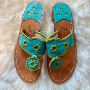 Jack Rogers Turquoise and Lime Sandals Size 6